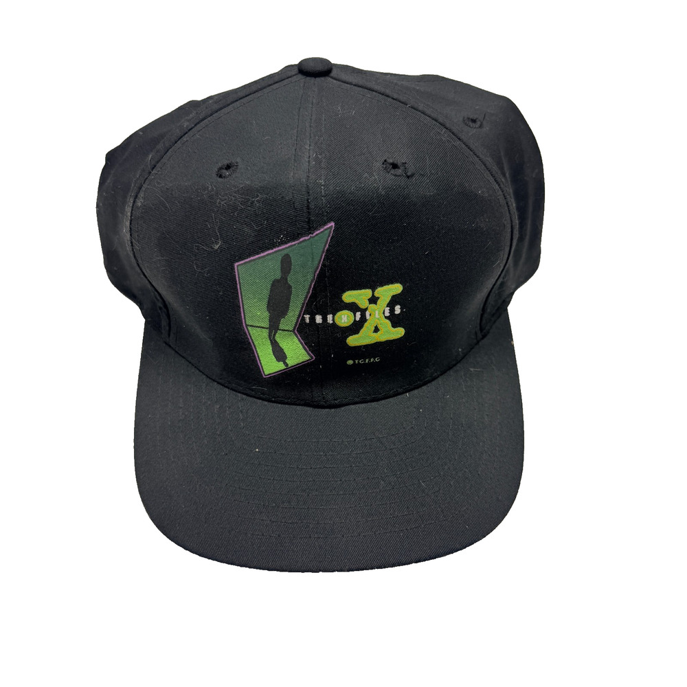 Vintage The X-Files Snapback Hat Cap 90s Television TV Show Alien Black